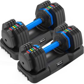 Adjustable Dumbbell - 55lb x2 Dumbbell Set of 2 with Anti-Slip Handle, Fast Adjust Weight by Turning Handle with Tray, Exercise Fitness Dumbbell Suita