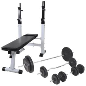 Workout Bench with Weight Rack; Barbell and Dumbbell Set198.4 lb