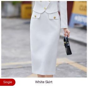 New Temperament Leisure Formal White Blazer For Women (Option: White Skirt-L)