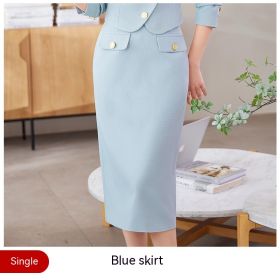 New Temperament Leisure Formal White Blazer For Women (Option: Blue Skirt-L)