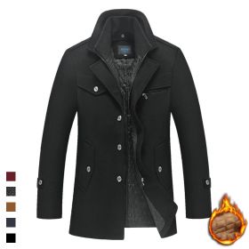 2023 Autumn And Winter New Men's Woolen Coat Man Pair Collar Coat Wholesale Cross-border Supply Wish Amazon Men's Clothing (Option: Black-L)