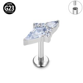 Titanium Alloy Body Piercing Ear Bone Stud Labret New Zircon Piercing Ornament (Option: White Zirconium-1.2x6mm)