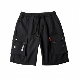 Summer Men's Shorts Japanese Style Workwear Cropped Pants Trendy Casual (Option: M-Black)