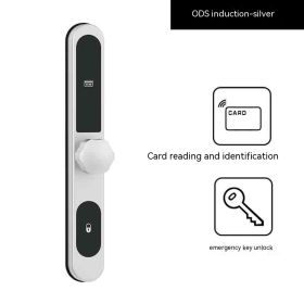 Fingerprint Lock Password Lock Credit Card Sensing Electronic Lock (Option: Silver Round Handle Swipe Key)