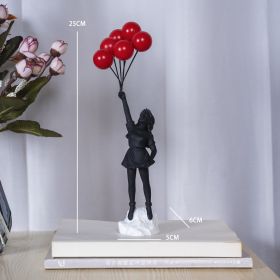 Balloon Girl Living Room Creative Resin Decorations (Option: Black Balloon Little Girl)