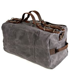 Distressed Thick Oil Wax Canvas Shoulder Handbag (Option: Grey-50X25X25cm)