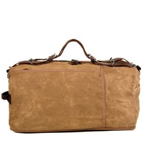 Distressed Thick Oil Wax Canvas Shoulder Handbag (Option: Brown-50X25X25cm)