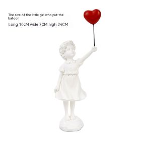 Balloon Girl Living Room Creative Resin Decorations (Option: Love Balloon Little Girl White)