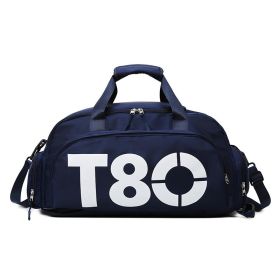 Outdoor Travel Bag Multi-functional Dry Wet Separation Sports Bag Large Capacity Handbag (Color: Dark blue)