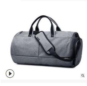 Men's Fashion Sports Gym Bag Waterproof Canvas Portable Travel Bag Large Capacity Lightweight Training Travel Bag Cross-border (Color: Grey)