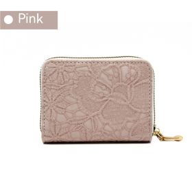 Lace Pattern File Holder Exquisite Small Coin Purse Anti-degaussing Bank Card Holder Multiple Wallet (Color: Pink)