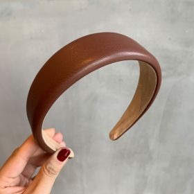 Retro Easy Matching Sponge Headband Graceful And Fashionable Headband Hair Clip Female (Color: Dark Coffee)