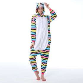 Pajamas Flannel Cartoon One-piece Pajama In Stock Animal Starry Sky Tianma Couple Homewear (Option: Colorful Cat-L)