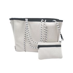 Gas Perforated Neoprene Beach Buns And Mother Bag (Color: White)