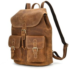 Women's First Layer Leather Backpackage Flip Leisure Travel (Option: Light Brown 41cm)