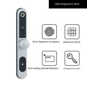 Fingerprint Lock Password Lock Credit Card Sensing Electronic Lock (Option: Silver Round Handle)