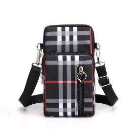 Girls Wallet Wallet Pocket Ladies Messenger Money Bag Card Case Ladies Ladies Wallet Small Bag Mini Shoulder Mobile Phone Bag (Option: Black check-Small)