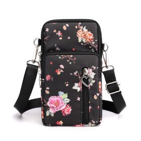 Girls Wallet Wallet Pocket Ladies Messenger Money Bag Card Case Ladies Ladies Wallet Small Bag Mini Shoulder Mobile Phone Bag (Option: Ju peony-large)