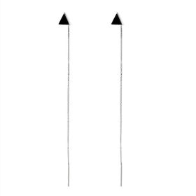 S925 Sterling Silver Black Triangle Hanging Earrings (Option: Black-925 Silver)