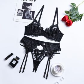 Women's Summer New Lace Mesh Embroidered Sexy Underwear (Option: Black-M)