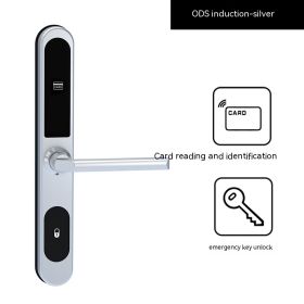 Fingerprint Lock Password Lock Credit Card Sensing Electronic Lock (Option: Silver Long Handle Swipe Key)