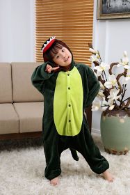 Pajamas Flannel Cartoon One-piece Pajama In Stock Animal Starry Sky Tianma Couple Homewear (Option: Dinosaur-L)