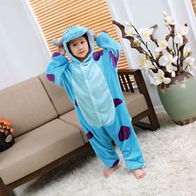 Pajamas Flannel Cartoon One-piece Pajama In Stock Animal Starry Sky Tianma Couple Homewear (Option: Sullivan Blue Cow-L)