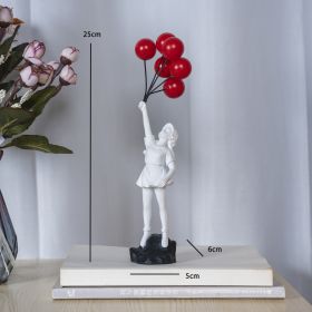 Balloon Girl Living Room Creative Resin Decorations (Option: White Balloon Little Girl)