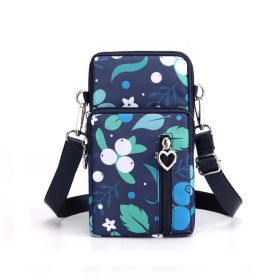 Girls Wallet Wallet Pocket Ladies Messenger Money Bag Card Case Ladies Ladies Wallet Small Bag Mini Shoulder Mobile Phone Bag (Option: Green Leaf Blue-Small)