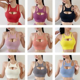 New Sexy Women's Sports Bra Top Women Tight Elastic Gym Sport Yoga Bras Bralette Crop Top Chest Pad Removable 13 Colors (Color: 9 Pairs, size: L)