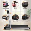 2 in 1 Under Desk Folding Treadmill, Portable Motorized Electric Walking Jogging Machine with Remote Control and LED Display for Home/Office Workout