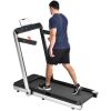 Folding Treadmill, Installation-Free Under Desk Electric Treadmill 2.5HP, with Bluetooth APP and speaker, Remote Control, Display, Walking Jogging Run