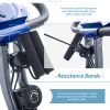 Folding Exercise Bike; Fitness Upright and Recumbent X-Bike with 10-Level Adjustable Resistance; Arm Bands and Backrest