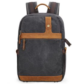 Camera Backpack Waterproof Batik Canvas Camera Bag (Color: Dark grey)