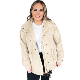 Plus Size Women's Jacket Coat Loose (Option: Apricot-2XL)