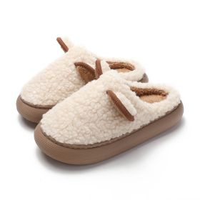 Plush Cute Cartoon Cotton Slippers (Option: Beige-38to39)